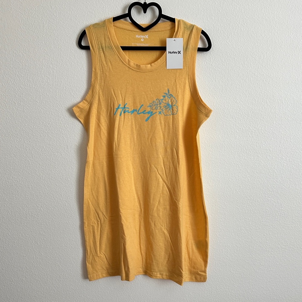 Hurley Yellow Graphic Cotton Blend Dress Size M